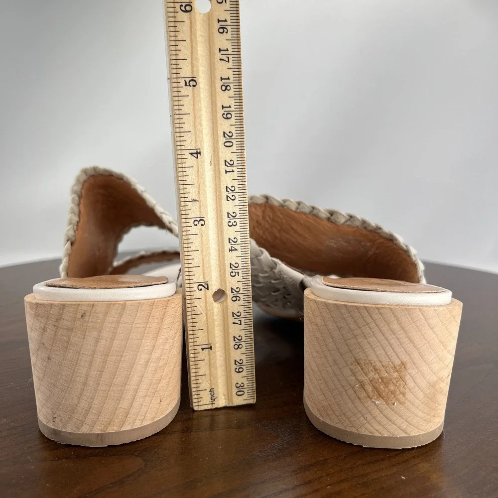 Madewell Kiera Sandals Women 6.5 Pale Oyster Woven Leather Block Heel Mule AM223 - Picture 10 of 16